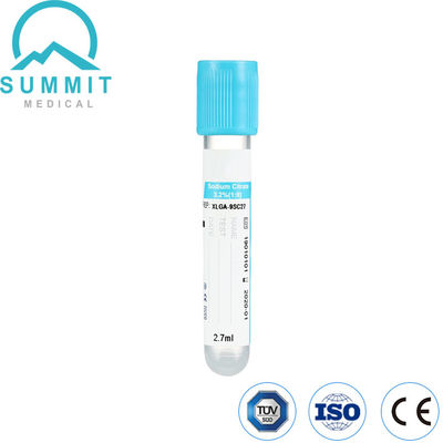 2.7 ml natriumcitraat buis, lichtblauw bovendeel, met 3,2% natriumcitraat additief