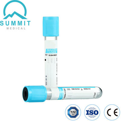 2.7 ml natriumcitraat buis, lichtblauw bovendeel, met 3,2% natriumcitraat additief